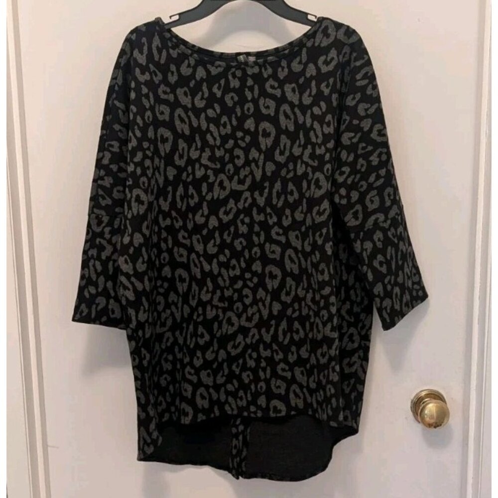 Shannon Passero Tunic Sweater, Grey/Black Leopard Print, Size XS